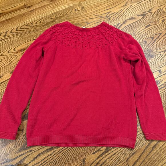 Talbots Sweater Women's Small Red Long Sleeve 100% Cotton - Picture 2 of 4